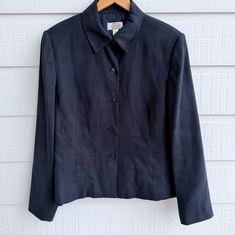 Talbots Navy Suede Look Tailored Jacket 14